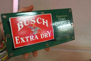 Busch Ginger Ale Prohibition Soda Porcelain Sign Brewing St Eagle Bar Man Cave
