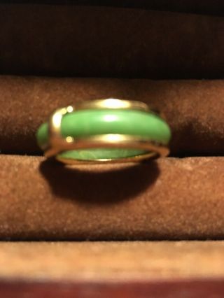 Estate Chinese Export Jade And 14k Gold Eternity Ring Sz 7 1/2 Wedding Band