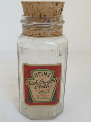 Vintage Heinz Fresh Cucumber Pickles Jar 7 1/2 "