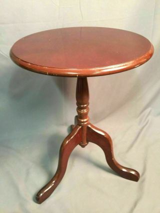 Bombay Company Accent Side Table Cherry Brown Vintage Three Leg Round Top