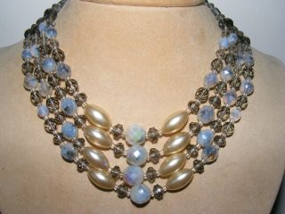 Christian Dior Faux Pearl / Moonstone Bead Necklace