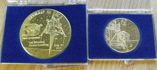Two Limited Brass Coins Honoring Nasa Apollo 11 For Grumman Workers