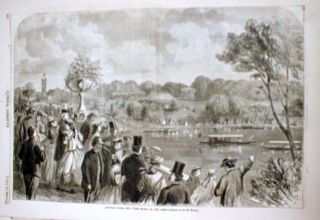 1865 Illustrated Newspaper W Lrg Engraving View Of Central Park In York City