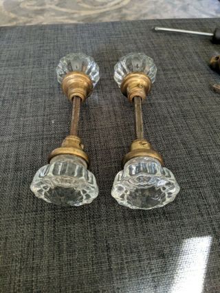 Vintage Or Antique Glass Door Knob Handles With Spindles