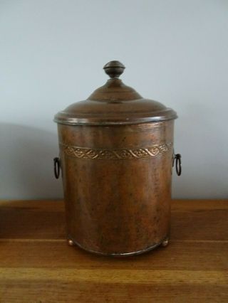 Antique Copper Coal Scuttle Log Box Coal Bin Kindling Fireside Box