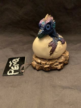 Windstone Editions Pena 1984 Statue Peacock Purple Blue Hatching Dragon Egg