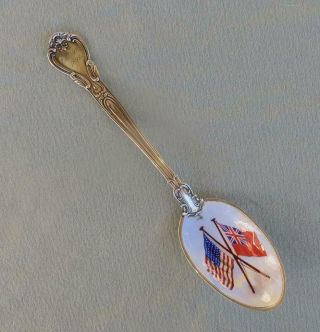 ANTIQUE GORHAM STERLING & ENAMEL SPOON WITH US FLAG AND BRITISH RED ENSIGN FLAG 2
