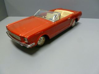 Vintage 1965 Ford Mustang Convertible Tin Car Toy Red