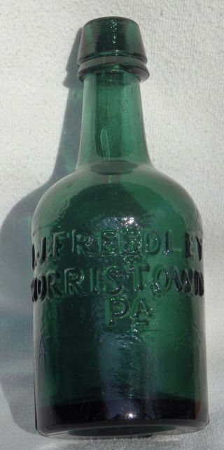 Norristown,  Pennsylvania Green Iron Pontil Squat Stout J J Freedley Very Good