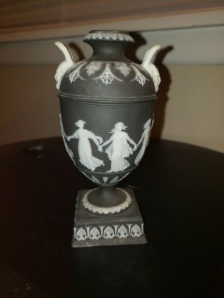 Vintage Wedgwood Olive Green And White Jasperware Vase " Dancing Hours "