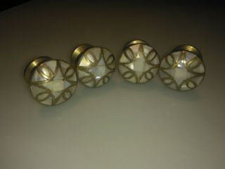 Four Vintage Brass And Mother Of Pearl Drawer/ Cabinet Pulls,