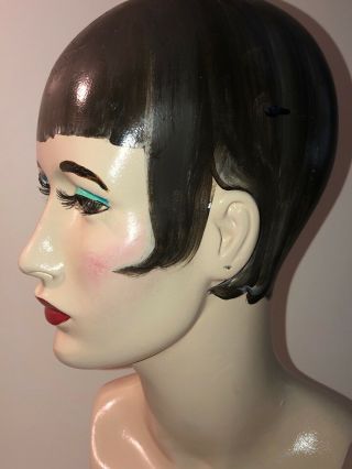 Vintage Mannequin Head ART DECO MID CENTURY STORE DISPLAY Hand Painted 2
