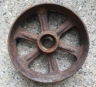 Old Vintage Railroad Cart Type Cast Iron Steel Wheel 6 - 1/2 " Steampunk Industrial