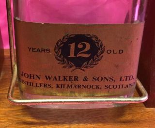 Vintage Johnnie Walker Black Label Half Gallon Bottle Wood Swing Cradle Stand 3