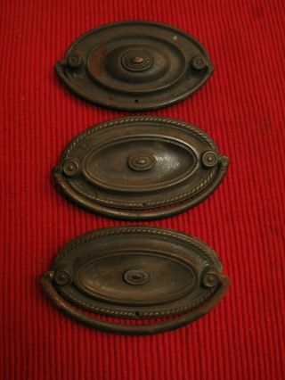 Vtg Antique Oval Bronze Brass Drawer Pull Handle 3 1/4 " Not Exactly The Same