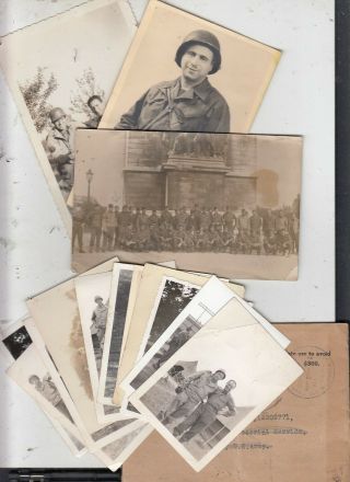 14 Orig.  Wwii Photos - U.  S.  Army Soldier 1943 - 45/ Paris,  Germany,  England