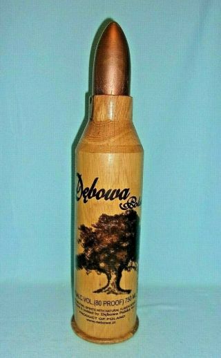 Debowa Polska Vodka 16 - 1/2 " Tall Carved Wood Bullet Shaped Decanter With Bottle
