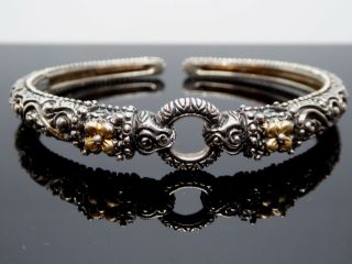 Barbara Bixby Sterling Silver 925 18kt Yg Charm Ring Hinged Bangle Bracelet 7 "