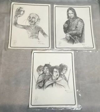 Dale Adkins Lord Of The Rings Lotr Official Sketch Art Aragorn Gollum Hobbits