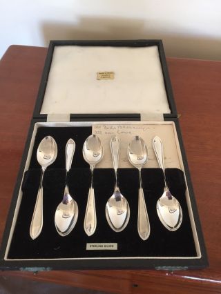 Lovely Cased Set Of 6 Solid Silver Coffee Spoons (sheff 1932) Edward Viners