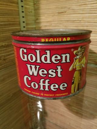 Vintage Golden West Coffee Key Wind Kw Tin Closset & Devers Ben Hur Cowgirl