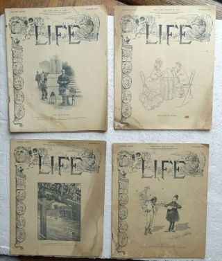 1900 Life Magazines (4) Poor - - Uncle Sam Vs Frankenstein,  Etc.