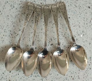 Antique Victorian Sterling Silver Tea Spoons Set Of 5 1867 Henry Holland 81g