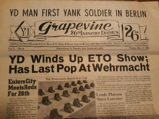 Wwii Paper Grapevine 26th Infantry Division Yd 11 May 1945 Austria Czechoslovaki