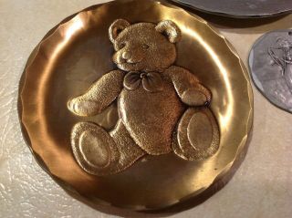 2 Wendell August Forge Handmade Items Solid Bronze Bear Plates Aluminum Angel Vg