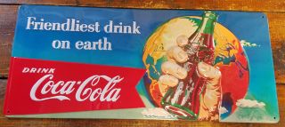 Coca Cola Coke Soda Pop Friendliest Drink Highly Embossed Metal Advertising Sign
