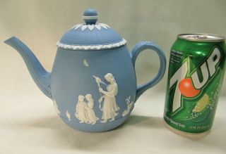 Wedgwood Light Blue And White Jasperware Teapot Designed By Lady Templeton C1790