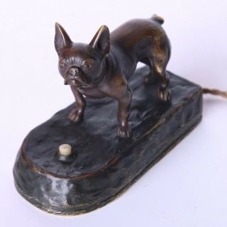 Antique Wien Bronze Dog Figure Servant Call Ringer Push Button