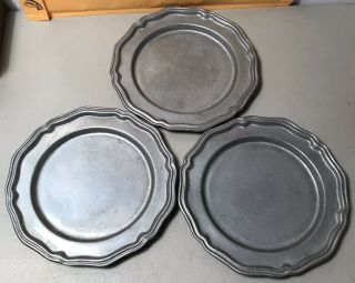 Vintage Set Pewter Crown - Castle Ltd.  Usa Made 10 Inch Dinner Plates Chargers