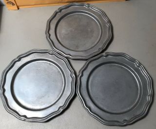 Vintage Set Pewter Crown - Castle Ltd.  USA Made 10 Inch Dinner Plates Chargers 2
