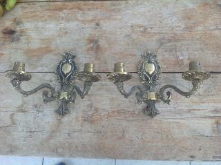 Vintage Brass Double Arm Wall Lights Scones