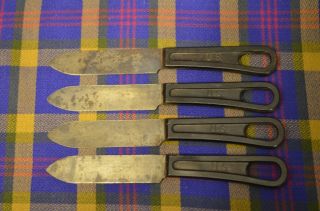 Set Of 4 Vintage Wwii 1941 Us Army/marine Mess Kit Knives W/black Handles