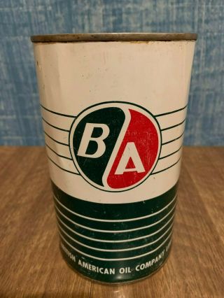 Round Ba British American Outboard Motor Oil Tin Can