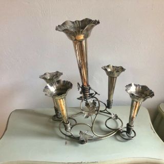Antique Art Noveau Style Epergne 5 Branch Silver Coloured Epergne Early 1900’s