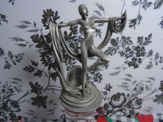Vintage Art Deco Style Pewter Nude Dancing Lady Figurine 3 - 3/4 " Tall Pre - Owned
