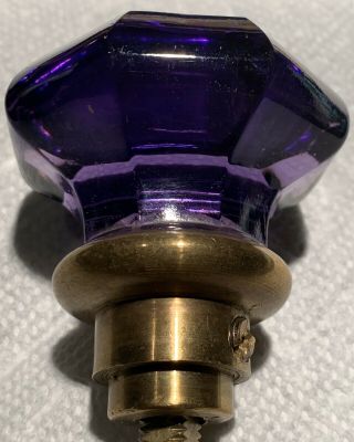 Antique Vintage Glass & Brass Amethyst Purple Architecture Doorknob - Rare