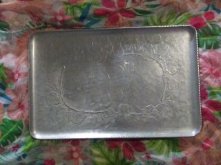 Vintage Hand Forged Everlast Metal Tray With Leaves