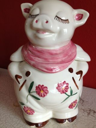 1940 ' s Vintage Shawnee Pottery Pig Cookie Jar 