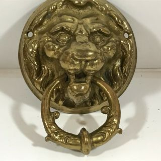 Vintage Solid Brass Lions Head Door Knocker Glo - Mar Artworks Inc Ny