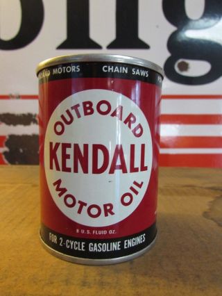 Vintage 1950 " S Nos Kendall Outboard Motor Oil 8 Oz.  Can Right Out Of The Case