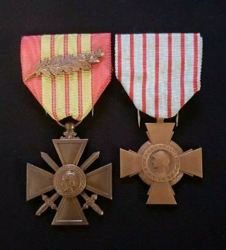 Ww2 Set French War Cross 1939 Citation Bronze Palm Combatant 
