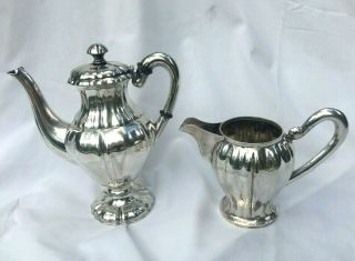 Silver Plate Ss “z” (?) Marked Creamer W/ Silver Plate Silverplate Coffee Tea Pot