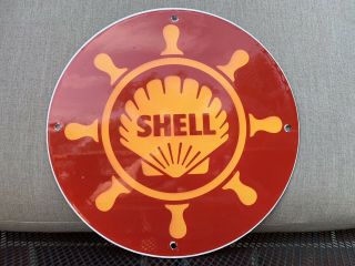 Shell Marine Gasoline Vintage Style Porcelain Sign Oil Gas