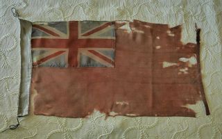 Shabby Ww2 Dunkirk Era 1yd Red Ensign : British Vintage Union Jack Flag Old