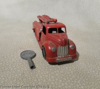 Vintage Chad Valley Toy Clockwork Fire Truck Wee - Kin Wind - Up 1:43 Scale England 3