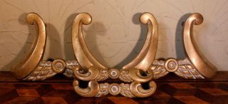 4x Vintage French Empire Brass Bronze Furniture Handles Pediments Embellishments